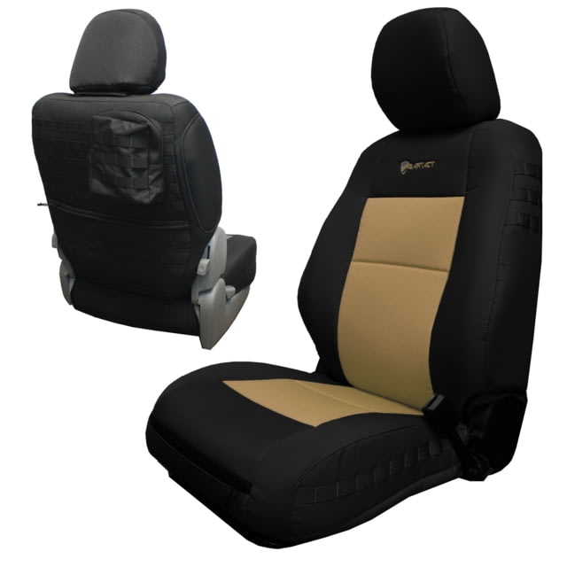 Bartact 21 Toyota Tacoma Electric Driver/ Manual Passenger Mil-Spec Tactical Front Seat Covers Pair Black/Khaki