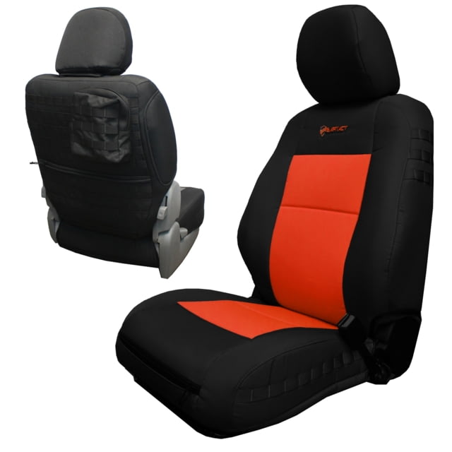 Bartact 21 Toyota Tacoma Electric Driver/ Manual Passenger Mil-Spec Tactical Front Seat Covers Pair Black/Orange