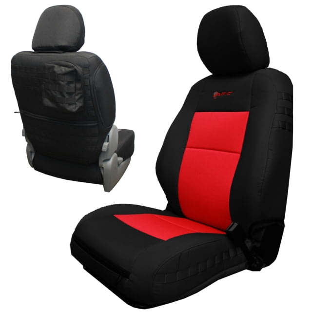 Bartact 21 Toyota Tacoma Electric Driver/ Manual Passenger Mil-Spec Tactical Front Seat Covers Pair Black/Red