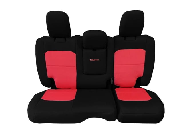 Bartact Jeep JLU Fold Down Armrest Seat Covers Rear Split Bench  plus Wrangler 4 Door Tactical Series Black/Red