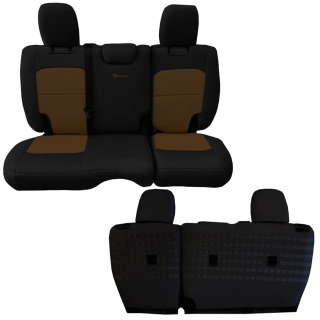 Bartact Jeep JLU No Armrest Seat Covers Rear Split Bench  plus Wrangler 4 Door Tactical Series Black/Coyote