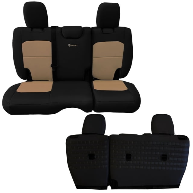 Bartact Jeep JLU No Armrest Seat Covers Rear Split Bench  plus Wrangler 4 Door Tactical Series Black/Khaki