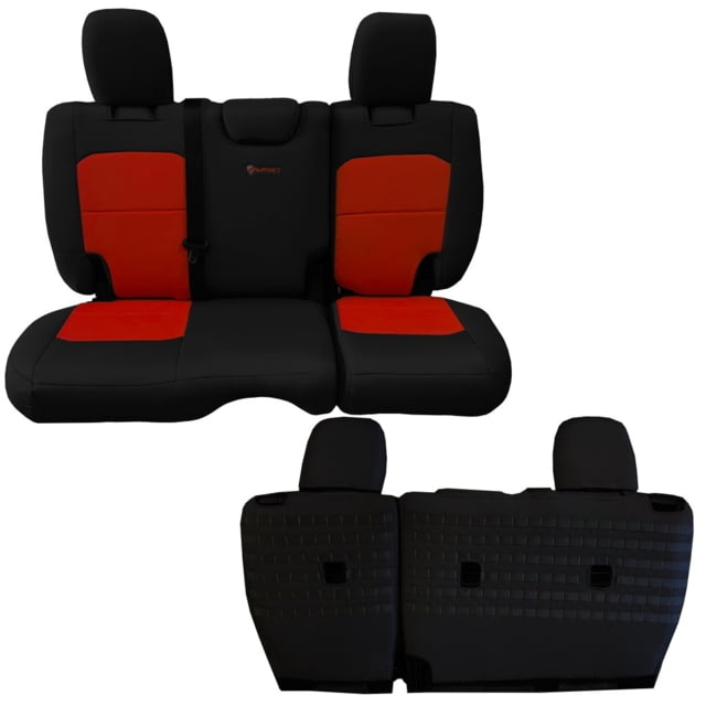 Bartact Jeep JLU No Armrest Seat Covers Rear Split Bench  plus Wrangler 4 Door Tactical Series Black/Orange