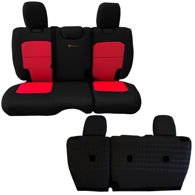 Bartact Jeep JLU No Armrest Seat Covers Rear Split Bench  plus Wrangler 4 Door Tactical Series Black/Red