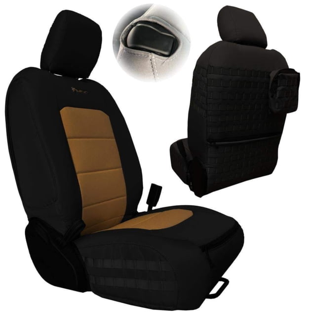Bartact Jeep Seat Covers Front  Wrangler JL 2 Door Only Tactical Series SRS Air Bag And Non Compliant Black/Coyote