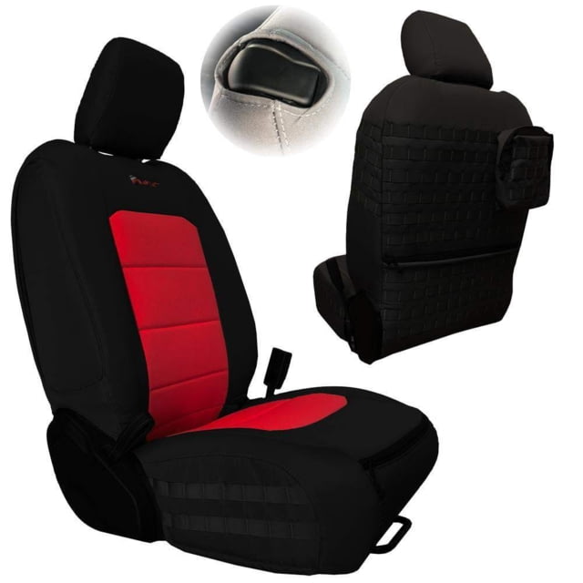 Bartact Jeep Seat Covers Front  Wrangler JL 2 Door Only Tactical Series SRS Air Bag And Non Compliant Black/Red