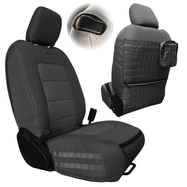 Bartact Jeep Seat Covers Front  Wrangler JL 2 Door Only Tactical Series SRS Air Bag And Non Compliant Graphite/Graphite