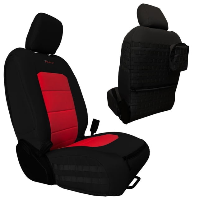Bartact Jeep Seat Covers Front  Wrangler JLU 4 Door Only Tactical Series SRS Air Bag And Non Compliant Black/Red