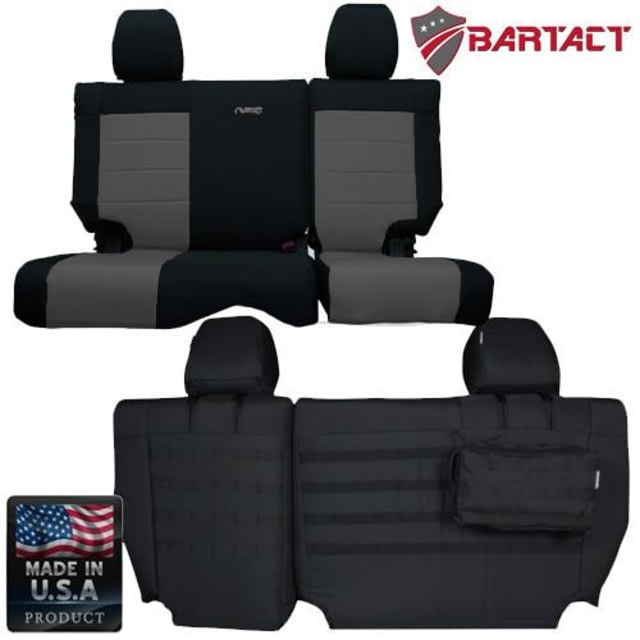 Bartact Jeep Seat Covers Rear Bench 13-18 Wrangler JK 2 Door Tactical Series Black/Graphite