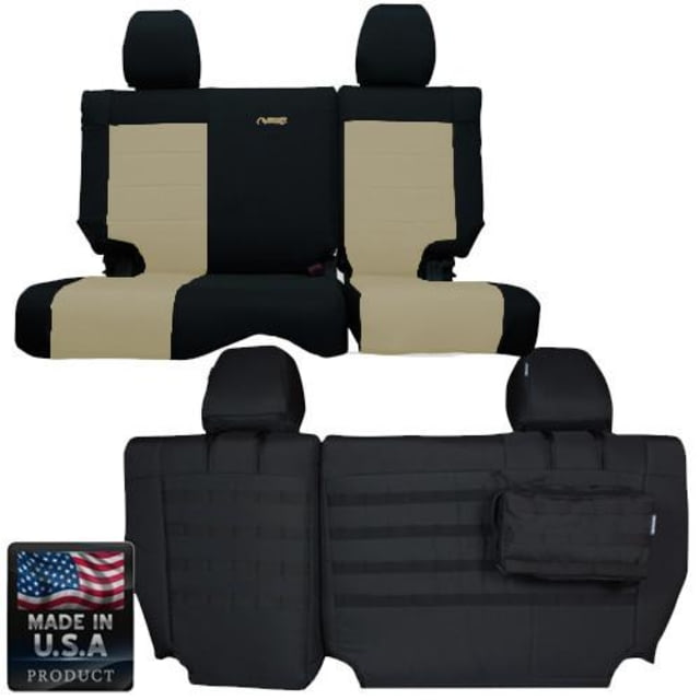Bartact Jeep Seat Covers Rear Bench 13-18 Wrangler JK 2 Door Tactical Series Black/Khaki
