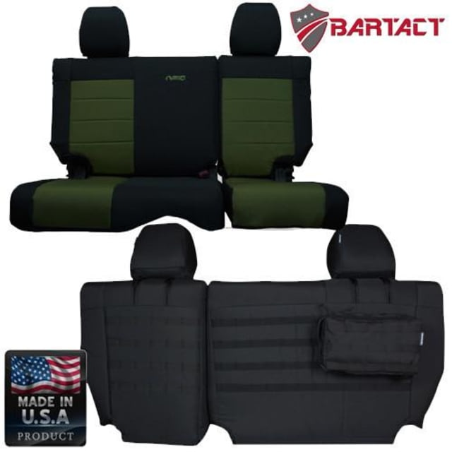Bartact Jeep Seat Covers Rear Bench 13-18 Wrangler JK 2 Door Tactical Series Black/Olive Drab