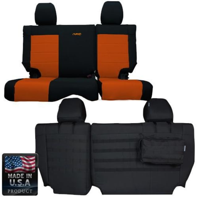 Bartact Jeep Seat Covers Rear Bench 2011-2012 Wrangler JK 2 Door Tactical Series Black/Orange