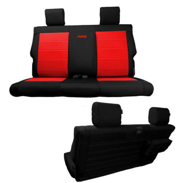 Bartact Jeep Seat Covers Rear Bench 2007-2010 Wrangler JK 2 Door Tactical Series Black/Red