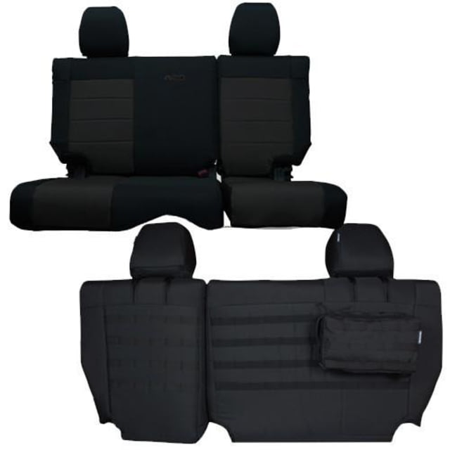 Bartact Jeep Seat Covers Rear Split Bench 13-18 Wrangler JKU 4 Door Tactical Series Black/Black