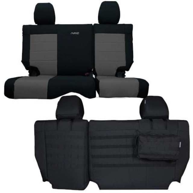 Bartact Jeep Seat Covers Rear Split Bench 13-18 Wrangler JKU 4 Door Tactical Series Black/Graphite