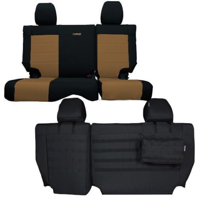 Bartact Jeep Seat Covers Rear Split Bench 2008-2010 Wrangler JKU 4 Door Tactical Series Black/Coyote