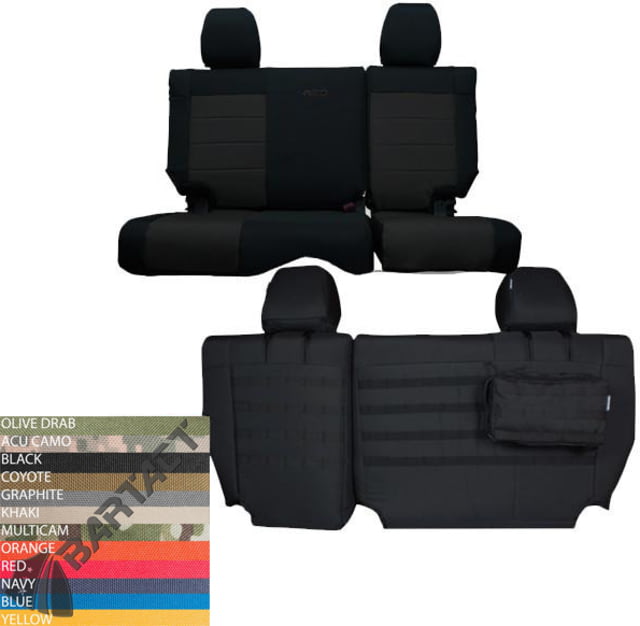 Bartact Jeep Seat Covers Rear Split Bench 13-18 Wrangler JKU 4 Door Tactical Series Black/Multicam