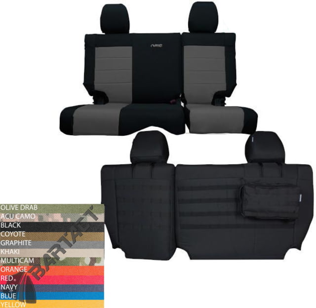 Bartact Jeep Seat Covers Rear Split Bench 2011-2012 Wrangler JKU 4 Door Tactical Series Black/ACU Camo
