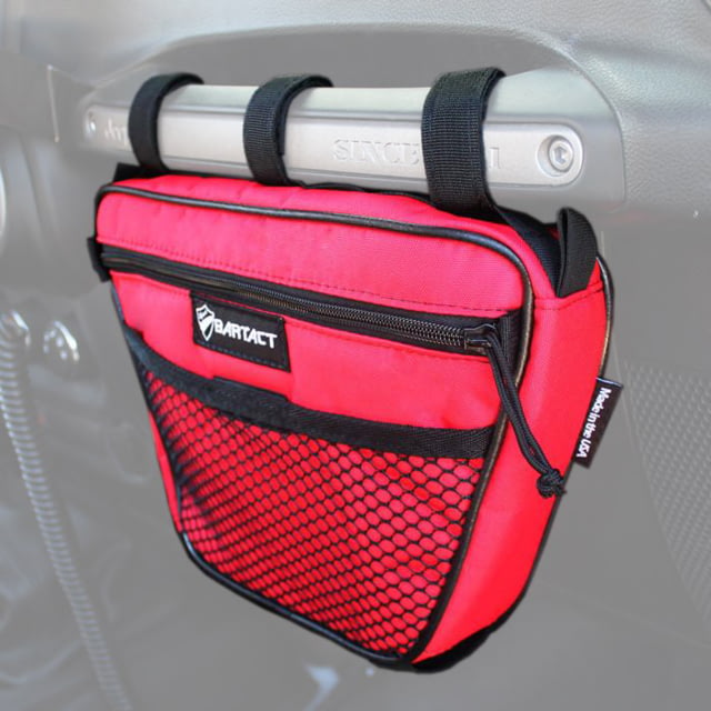 Bartact Jeep Wrangler Dash Bag Passenger f/ Grab Handle Dash Bag Fabric Red
