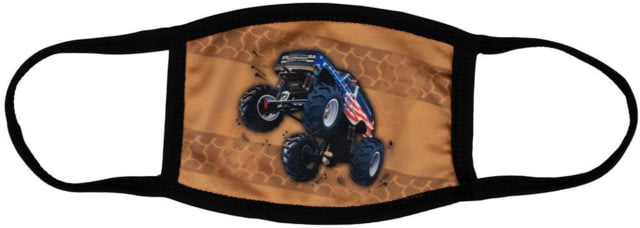 Bartact Kids Reversible 2 Ply Polyester Reusable Washable Face Mask Cover w/ Filter Slot Small Monster Truck
