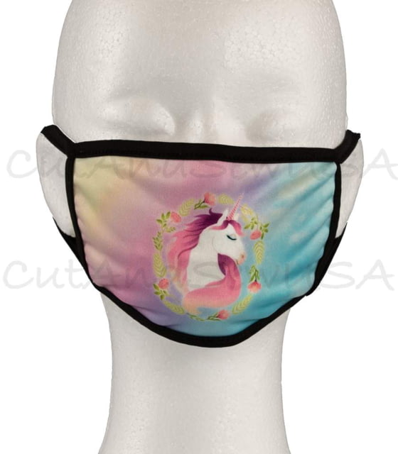Bartact Kids Reversible 2 Ply Polyester Reusable Washable Face Mask Cover w/ Filter Slot Small Unicorn