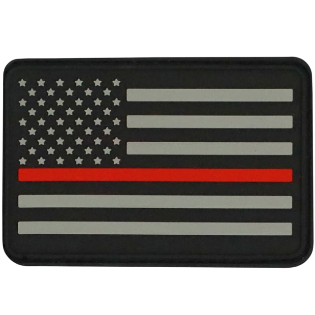Bartact PVC Rubber Flag Patch w/ Velcro/Hook Backing Thin Red Line USA Flag - Stars on Left Red/Black/Grey 2" x 3"