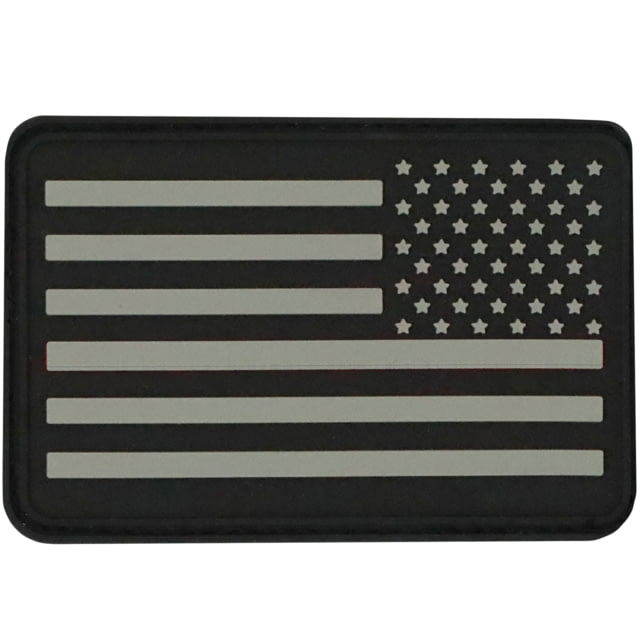 Bartact PVC Rubber Flag Patch w/ Velcro/Hook Backing USA Flag - Stars on Left Black/Grey 2" x 3"