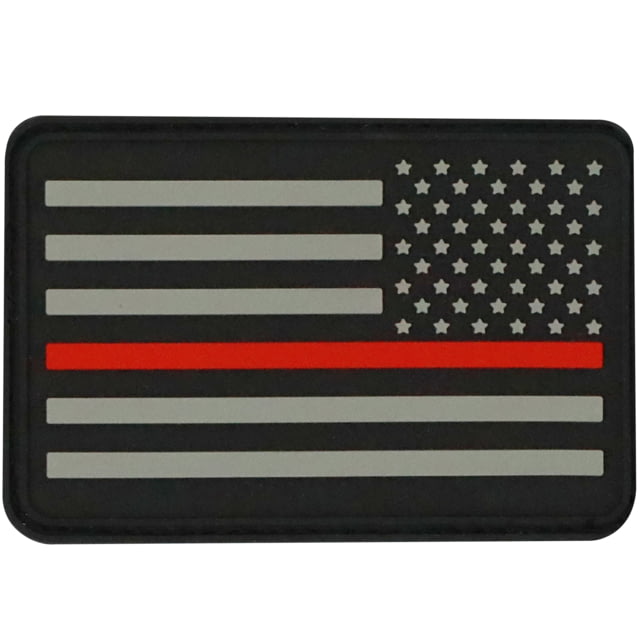 Bartact PVC Rubber Flag Patch w/ Velcro/Hook Backing USA Flag - Stars on Right Black/Grey 2" x 3"
