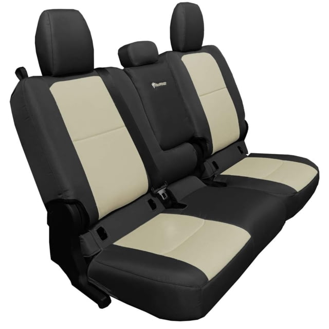 Bartact Rear 4 Door Seat Covers f/  plus Jeep Gladiator w/Fold Arm Rest Black/Khaki