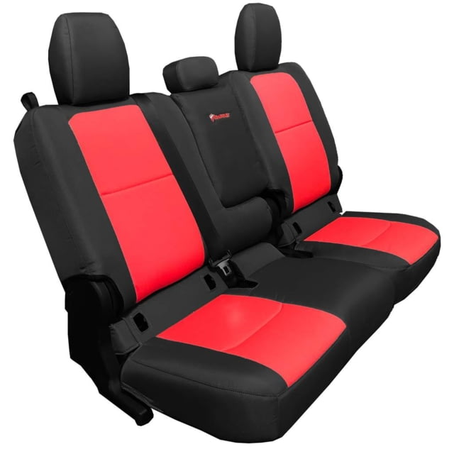 Bartact Rear 4 Door Seat Covers f/  plus Jeep Gladiator w/Fold Arm Rest Black/Red