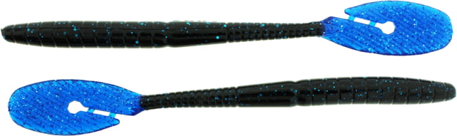 Bass Assassin BANG Lures Ding Dong 6in 15 per Pack Black/Blue Glitter Tail 6