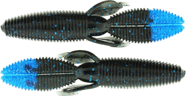 Bass Assassin BANG Lures Litl Skunk Ape 3.5in 10 per Pack Black/Blue Glitter Tail 3.5
