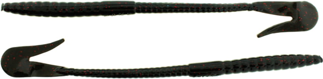 Bass Assassin BANG Lures Rail Worm 7in 10 per Pack Black/Red Glitter 7