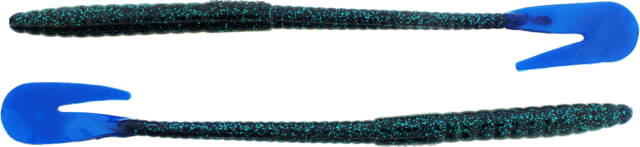 Bass Assassin BANG Lures Rail Worm 7in 10 per Pack June Bug/Blue Tail 7