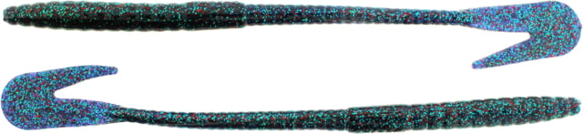 Bass Assassin BANG Lures Rail Worm 7in 10 per Pack Junebug/Red Glitter 7