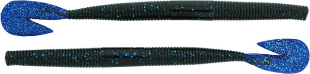 Bass Assassin BANG Lures RSB Worm 7.25in 8 per Pack Black/Blue Glitter Tail 7.25