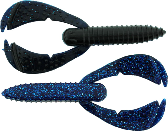 Bass Assassin BANG Lures Woopah Craw 4in 7 per Pack Blue Shadow Glitter 4