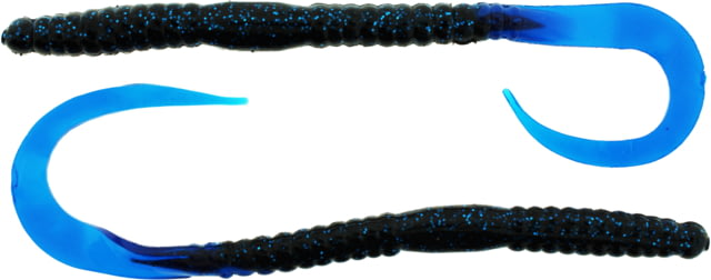 Bass Assassin Lures Worm 7.5in 15 per Pack Black Blue Glitter Blue Tail 7.5