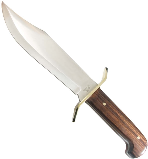 Bear and Son Knives Gold Rush Bowie Fixed Blade Knife 7.38in Sandvik 12C27M Stainless Steel Bowie Cocobola Wood Handle w/ Leather Sheath CB00 3/4