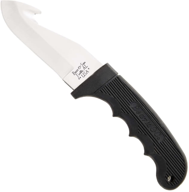 Bear and Son Knives Guthook Fixed Blade Knife 4in 440 Stainless Steel Black Kraton Handle