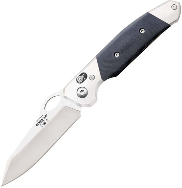 Bear and Son Knives Slide Lock Folding Knife 3.38in D2 Tool Steel Black G10 Handle w/ Pocket Clip