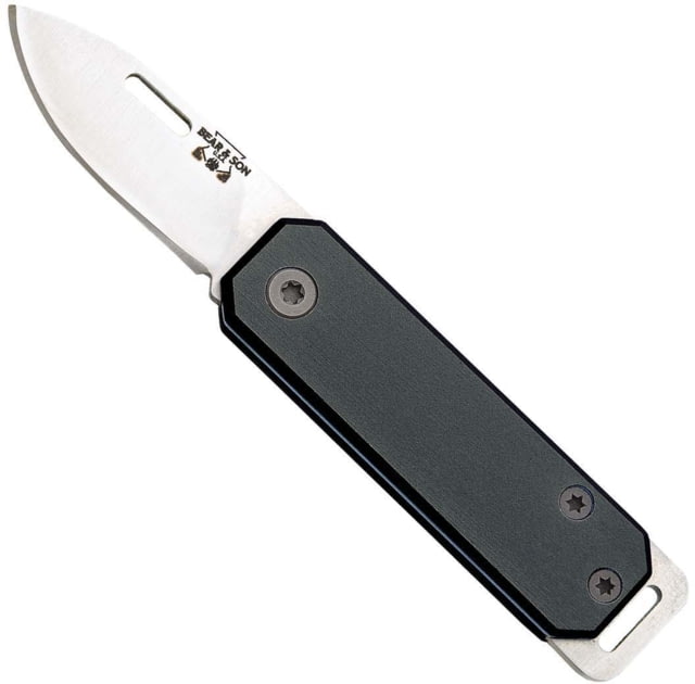 Bear and Son Knives Slip Joint Folding Knife 1.5in High Carbon Stainless Steel Drop Point Aluminum Handle Black