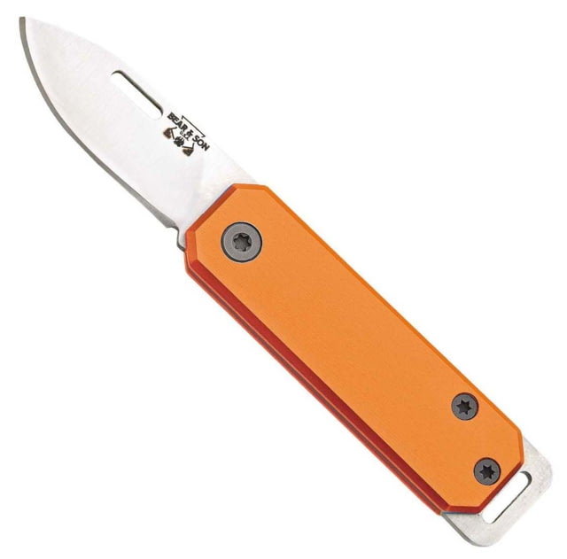 Bear and Son Knives Slip Joint Folding Knife 1.5in High Carbon Stainless Steel Drop Point Aluminum Handle Orange