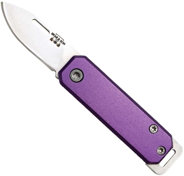 Bear and Son Knives Slip Joint Folding Knife 1.5in High Carbon Stainless Steel Drop Point Aluminum Handle Purple