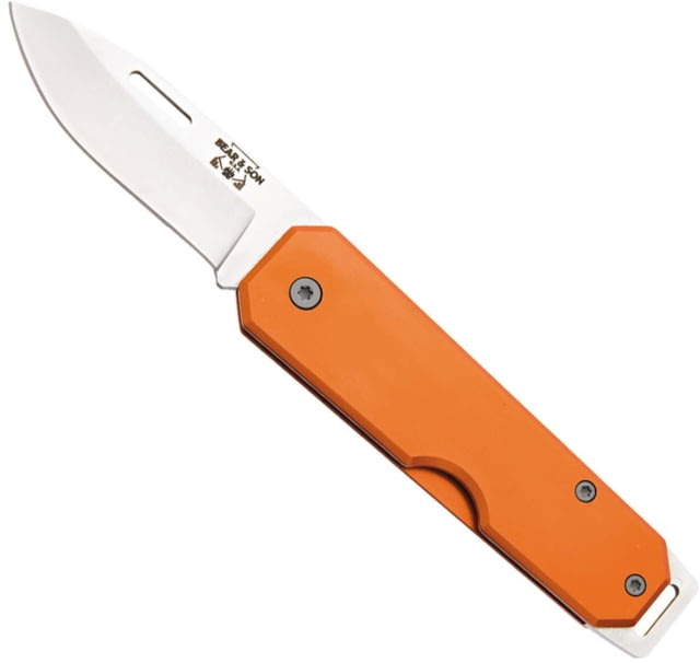 Bear and Son Knives Slip Joint Folding Knife w/ Clip 2.38in High Carbon Stainless Steel Drop Point Aluminum Handle Orange
