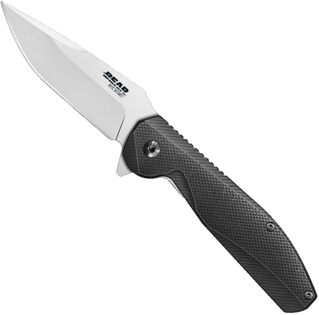 Bear Edge Grip Sideliner Folding Knife 3.5in 440 Stainless Steel Flipper Black Aluminum Handle