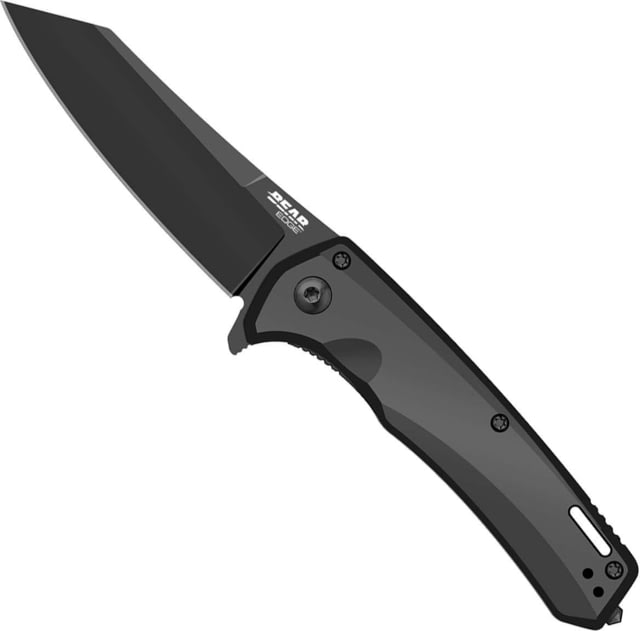 Bear Edge Sideliner w/ Reverse Tanto Folding Knife 3.5in 440 Stainless Steel Tanto Black Aluminum Handle