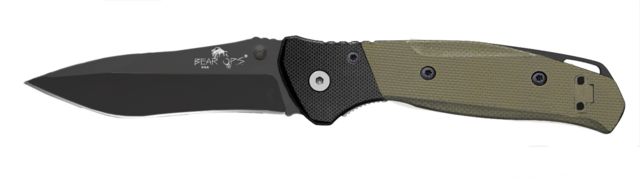 Bear OPS Bear Swipe 4 Assisted Opening Folding Knife 3.25in Sandvik 14C28N Stainless Steel Black/Green G10 Handle w/ Black Finish Blade