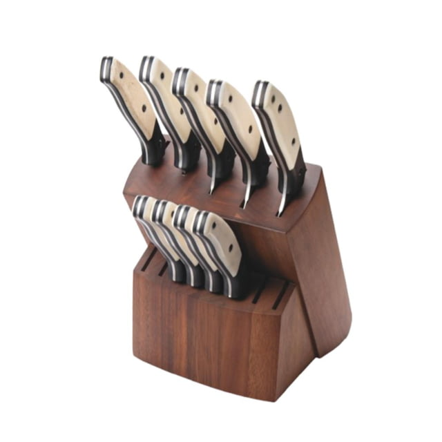 Bear & Son Cutlery Bear & Son 10 Piece Block Set Fixed Kitchen Knives White Smooth Bone with Walnut Block