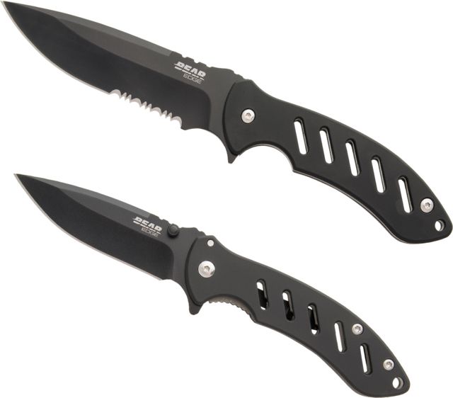 Bear & Son Cutlery Brisk 1.0 Comb Set 4 1/16 Black Folder & 9 3/4 Black Fixed Blade